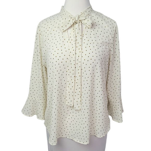 Elegant Cream Polka Dot Blouse - Picture 1 of 9